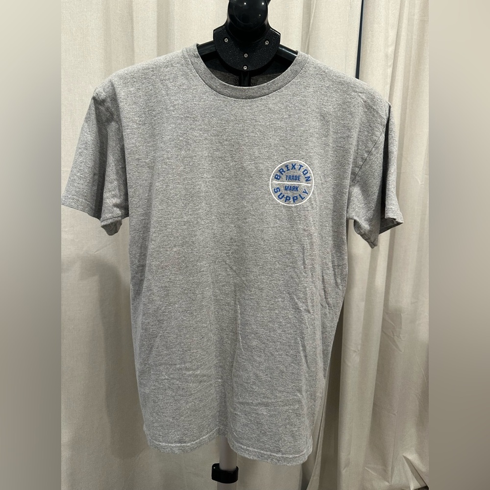 Brixton Heather Gray Tee with Blue Emblem